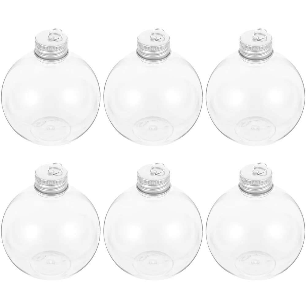 6Pcs Portable Juice Bottles Clear Bulb Shaped Pet Containers with Caps Leakproof for Milk Coffee Yogurt Storage Multipurpose