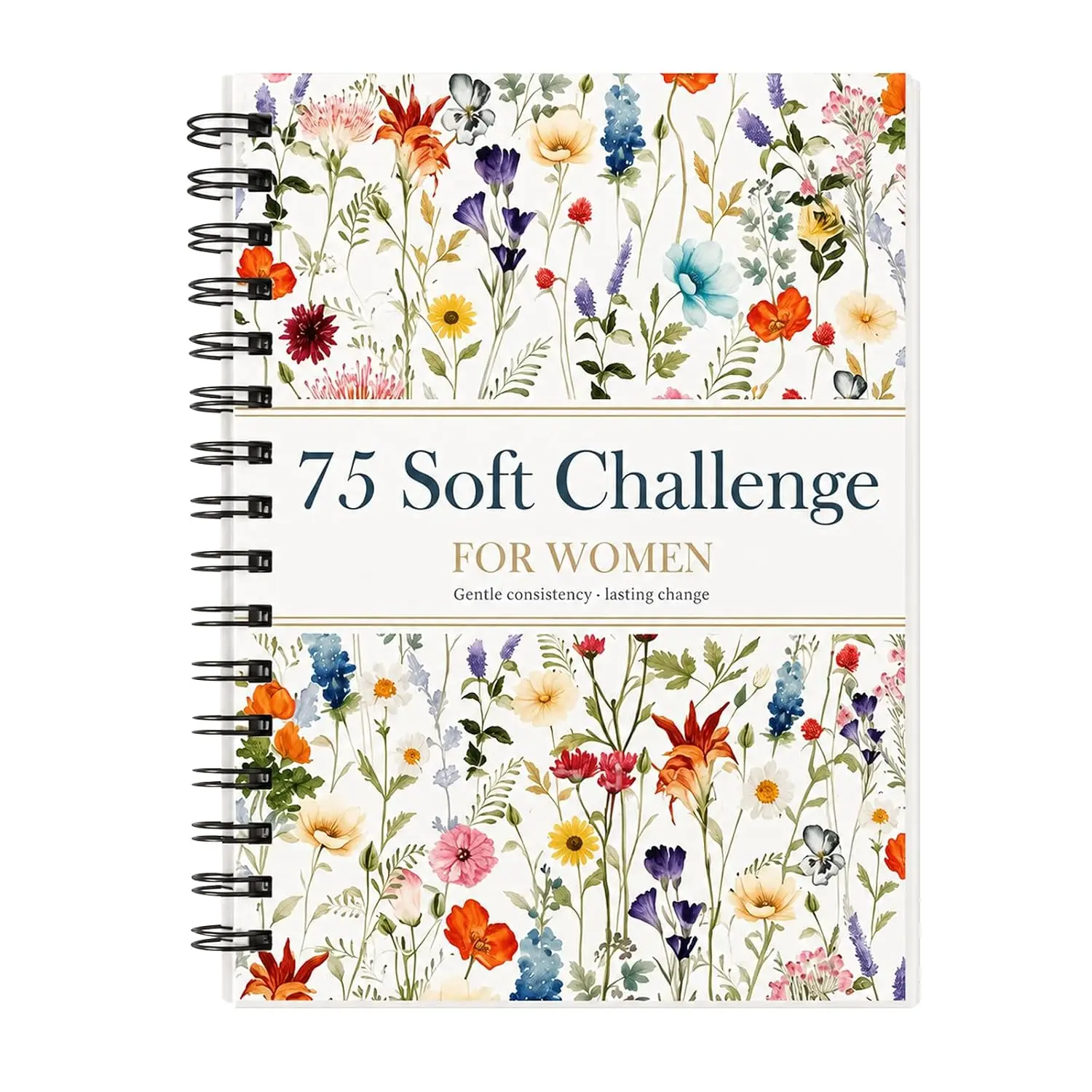 75 Soft Challenge Journal for Women, A5 Spiral 75-Day Habit Tracker 108-Page Full-Color Daily Logs Weekly Reviews Reading