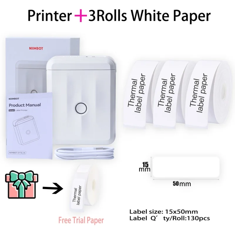 Lightweight Niimbot D110 The Handy Wireless Label Printer for All Labeling Requirements &Offer Papers Durable Use Direct Thermal