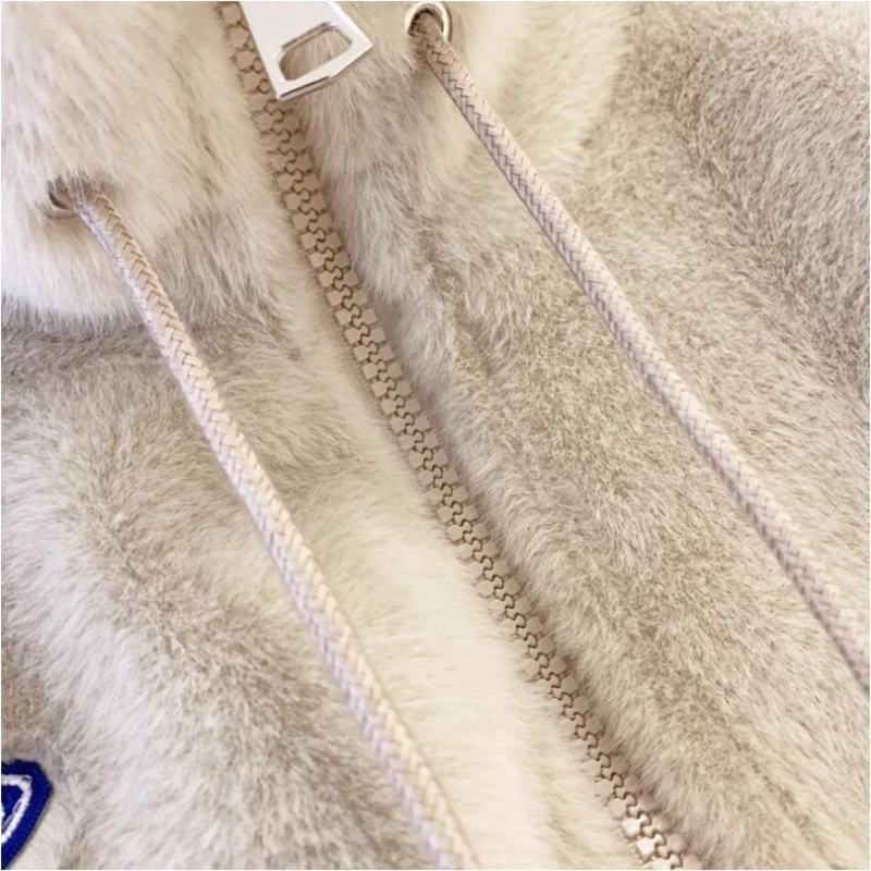 2024 New Imitation Mink Fur Coat Women\'s Slim Stand Collar Short Fur Jacket Autumn Faux Rabbit Zipper Coats Ladies Plush Outwear