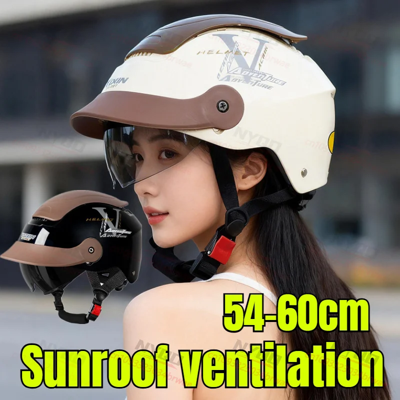 

Summer Motorcycle Electric Bike Helmet, Sunscreen Half Helmet, 3C Certified Breathable Riding Safety Helmet