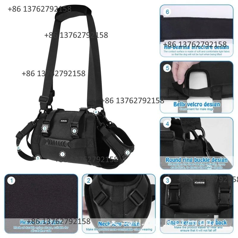 Portable Pet Hind Limb Support Harness Lifting Auxiliary Strap For Aging Injured Pets Joint Recovery Rehabilitation Fitting