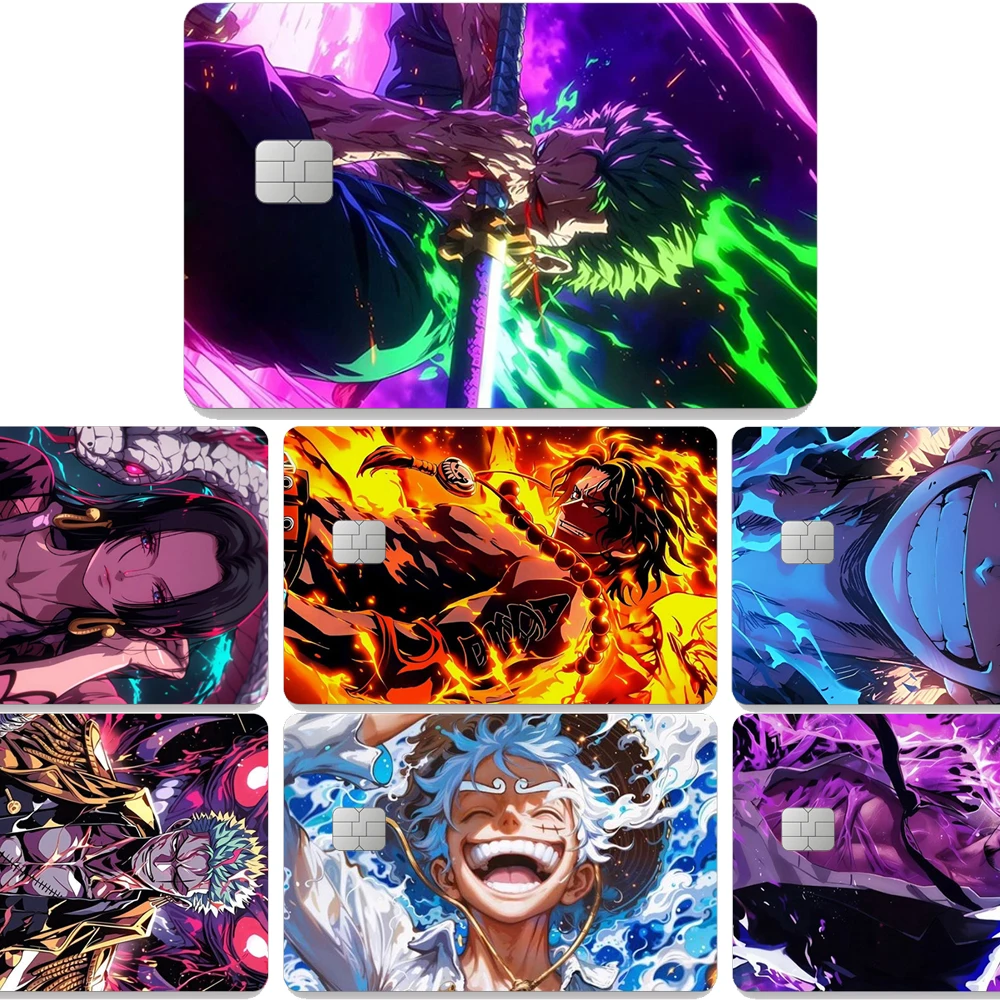 D. Luffy Kartensticker Hancock Zoro Kreditkarten-Skin-Aufkleber Ace Design Hüllen Jungen Wasserdichte Cartoon-Aufkleber Geburtstagsgeschenk