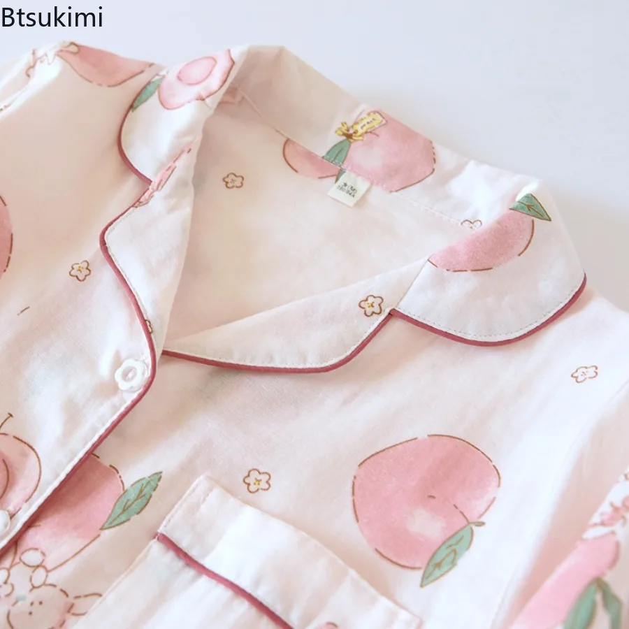 New 2025 Women's Spring Summer Loose Cotton Homewear Suit Sets Printing Cotton Trouser Pajamas for Women Homewear Pajamas Female