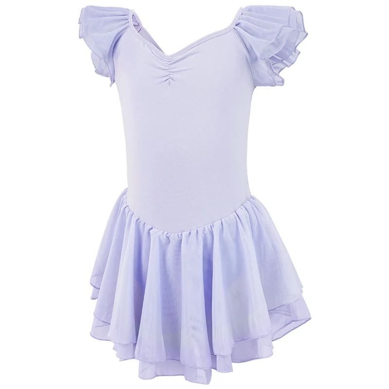 Meisjes Balletjurk Met Ruches Korte Mouwen Dansjurk Kids Ballet Leotard Met Rok Danskledij Voor Meisjes Dans Bodysuit