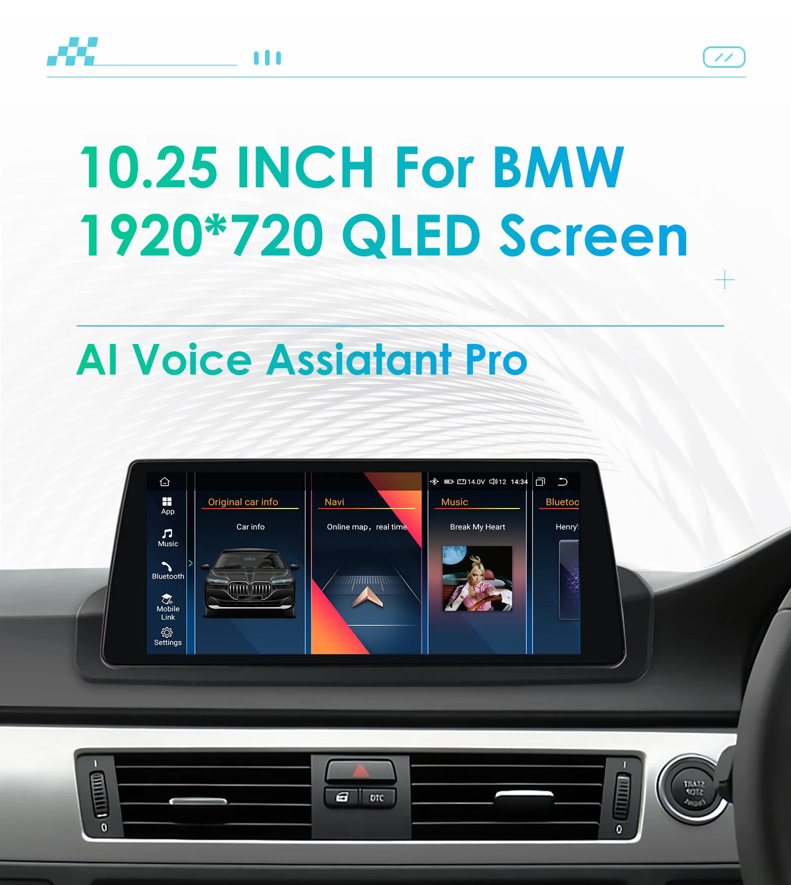 1920*720 Auto-Intelligent-Bildschirm für BMW 3er Serie E90 2005 2006 2007 2008 - 2012 Carplay Android Auto Radio GPS Multimedia-Bildschirm