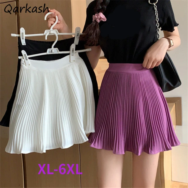 Mini Skirt 5xl Pleated White Skirt Pleats Size 4xl Pleated Skirt Summer Size Mini Aliexpress