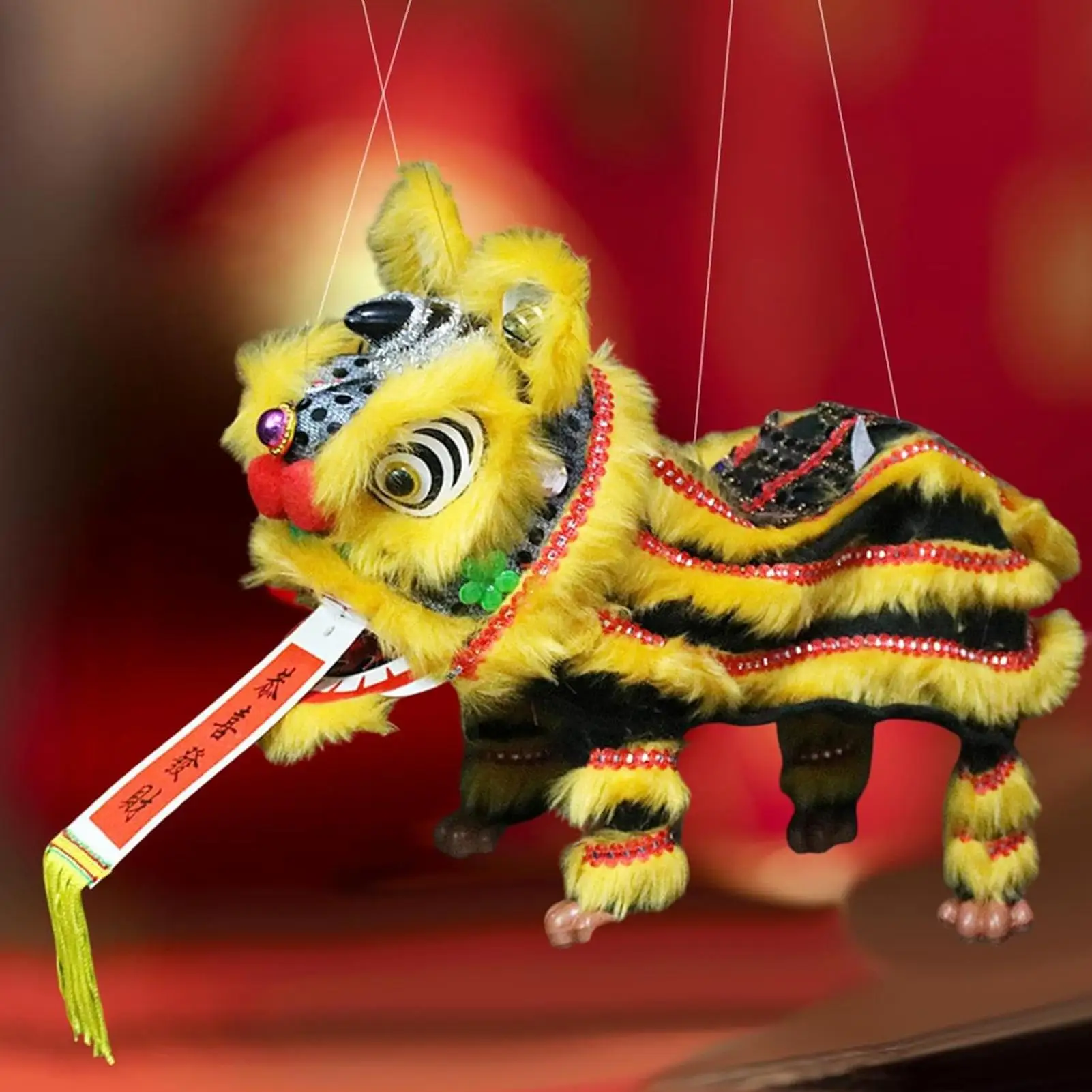 Fantoche chinês tradicional dança do leão marionete chinês tradicional com corda artesanal brinquedo festivo artesanato cultural para