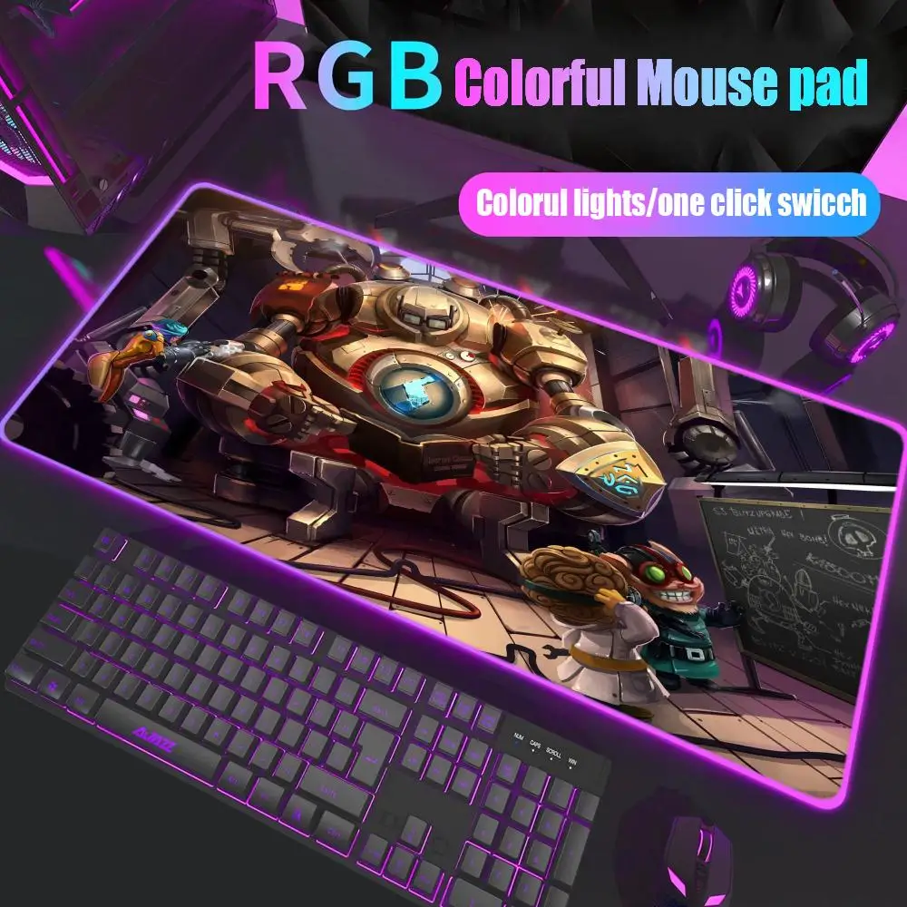 

Bard Bel Veth Blitzcrank Mouse Pad Rgb Desk Mat Back Light Led Mousepad Setup Gaming Accessories Deskmat Big Mousepad Backlight
