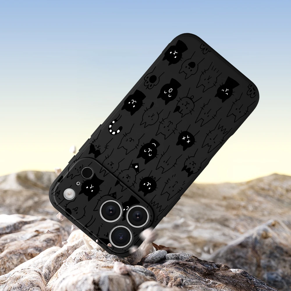 نمط قطة لطيف لهاتف iPhone17 ProMax 17 Air 16 15 14 13 12 11 Pro Max XS Max7 8 Plus 16e 16 Plus غطاء من البولي يوريثان الحراري Coque