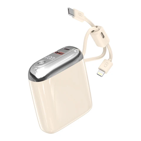 CCC 10000 мАч Mini Power Bank 66 Вт Сверхбыстрая зарядка Встроенный кабель USB-C PD3.0/QC3.0 Портативное зарядное устройство с сертификатом 3C для путешествий-