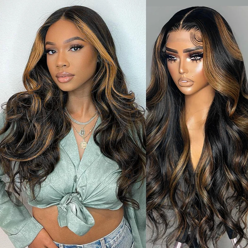 

1B/27 Выделенный парик с объемной волной, человеческие волосы, 36 дюймов, цветной парик из натуральных волос на кружеве спереди, Ombre Blonde, бразильские прозрачные парики из волос