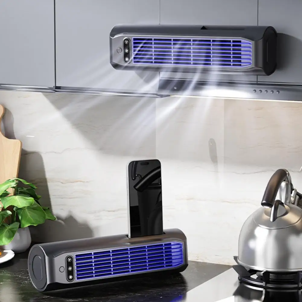 

Portable Air Conditioner Fan With Built-in Phone Holder, Vertical Flat Kitchen Wall-Mounted Fan, Bladeless Quiet Cooling Fan