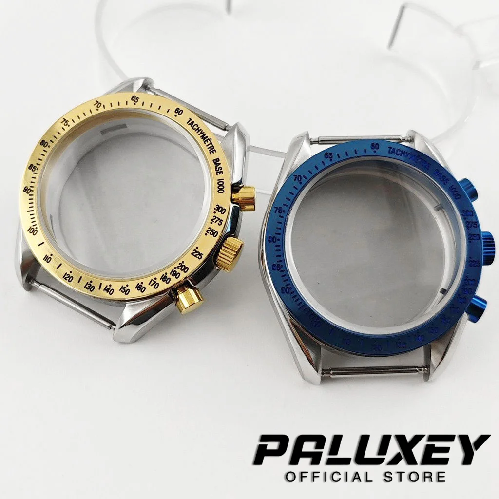 40mm VK63 Fixed Bezel Chronograph Coated glass Watch Case Watches Metal Accessories Watch Parts for VK63 VK63A Quartz Movement