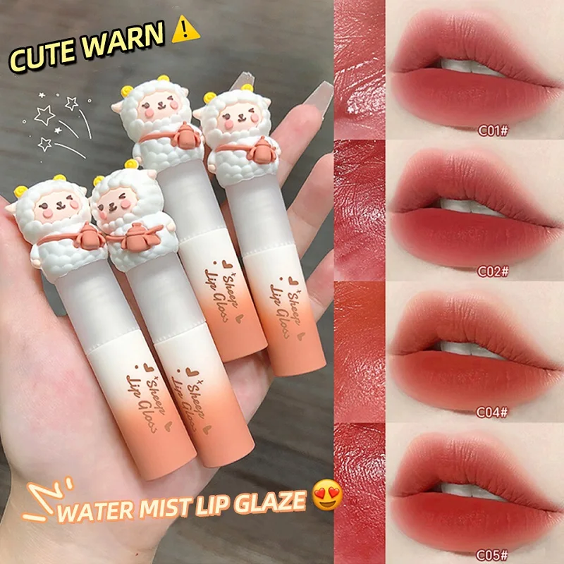 4Pcs/Lot MANSLY Lovely Lamb Lip Gloss Matte Waterproof Long Lasting Lipstick Cute Velvet Lip Glaze Makeup Cosmetics