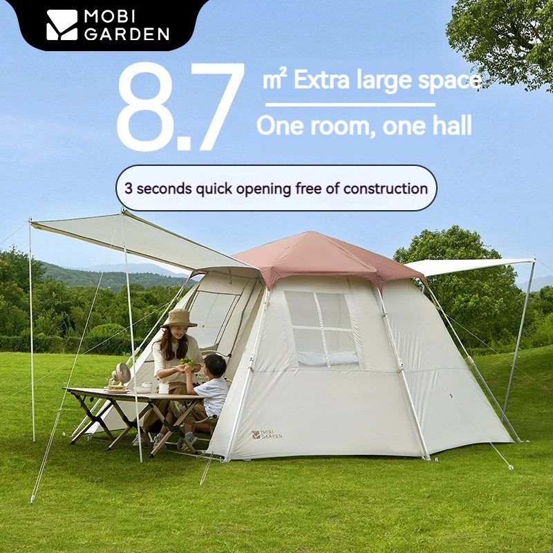 

MOBI GARDEN Camping Automatic Tent 185 Quick Open Portable 3-4 Person 8.7㎡ 1 Bedroom 1 Living Room Large-space Outdoor 3 Layers