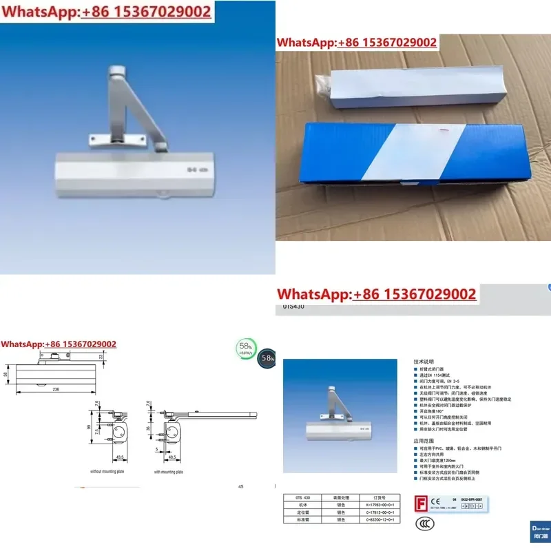 Imported GU430 Door Closer Heavy Duty Hydraulic Automatic Door Closer for Commercial Restaurant KFC Shop Entrance Accessories