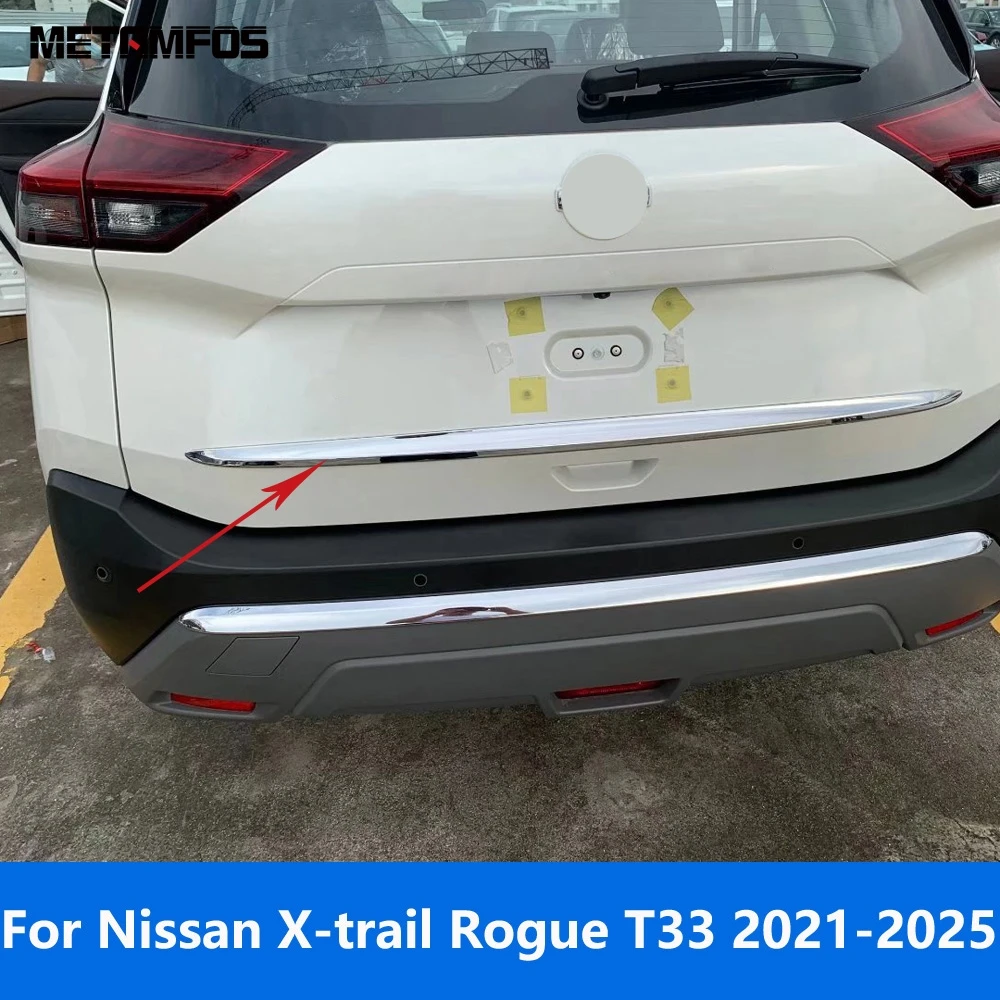 

For Nissan X-trail Xtrail Rogue T33 2021-2024 2025 Chrome Rear Trunk Lid Tailgate Door Boot License Plate Trim Car Accessories