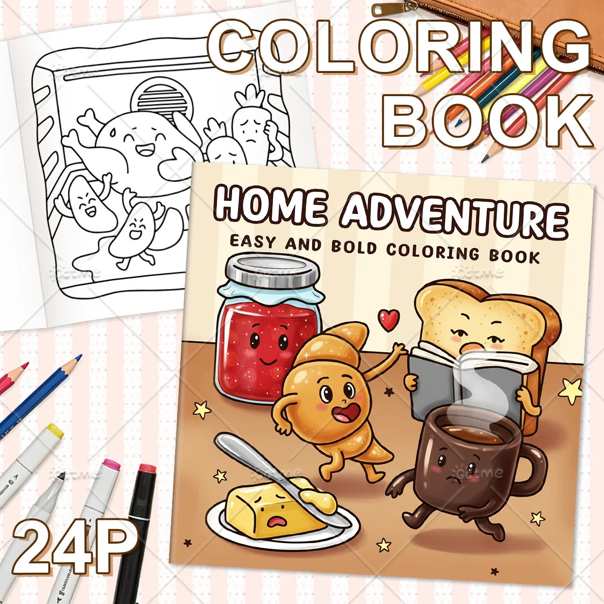 HOME ADVENTURE Bold-easy Patterns Coloring Book for Adults Cute Drawing Book Perfect Gift for Party and Birthday ﻿