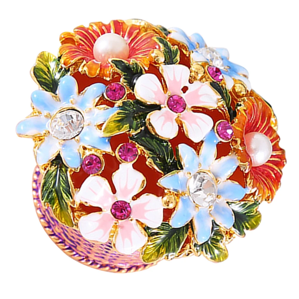 

Jewelry Box Potted Flower Shaped Alloy Enameled Trinket Box Dressing Table Jewelry Storage Case Necklace Bracelet