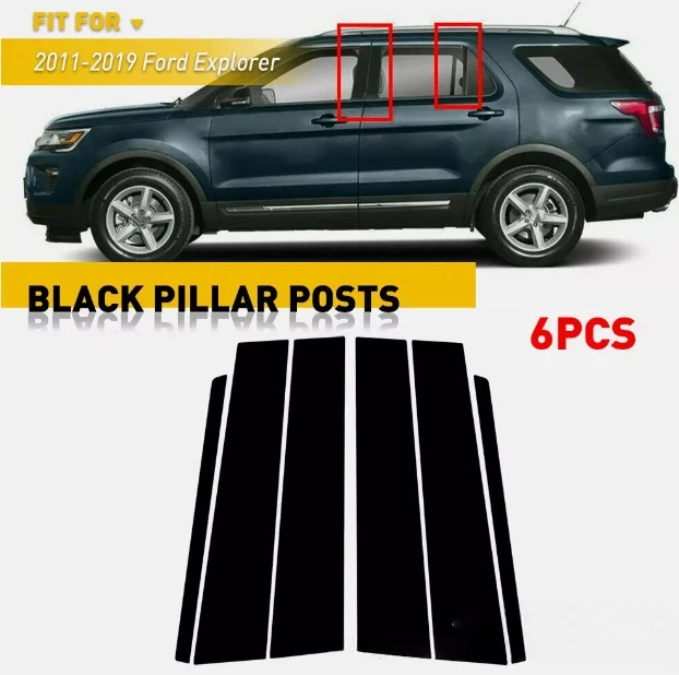 

For 02-23 Ford Explorer window trim door frame pillar cover, glossy black center pillar sticker