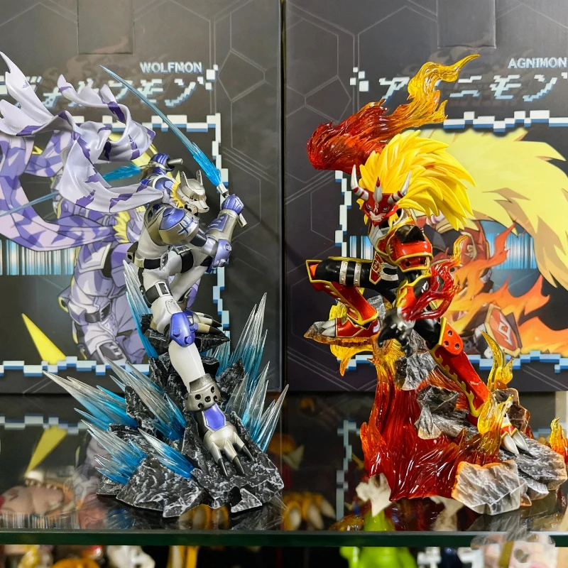 

New Digimon Agunimon Garurumon 26cm Action Figures PVC Exquisite Statue Collectable Anime Model Toy Computer Case Decor Boy Gift