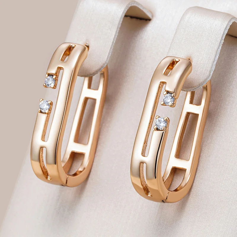 New Design Gold Plated Geometry Hoop Earrings For Women Inlay Zircon Earrings Accessory Classic Bride Wedding Jewelry