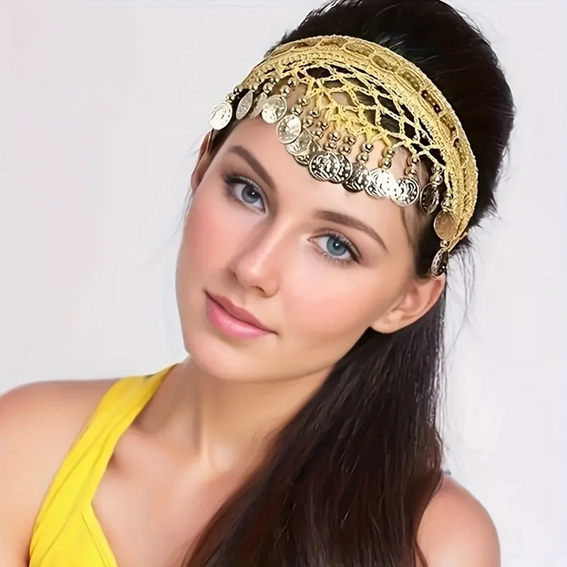 1pc Folk Dance Belly Dance Hair Accessories, Plastic Head Chain Rings, Stage Performance Costume Accessories, Featherless, Party view 6
