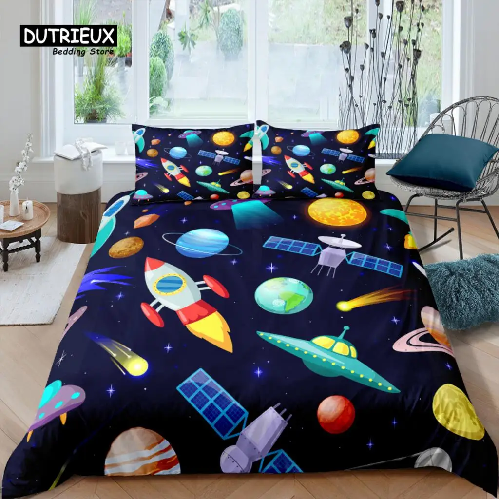 

Home Living Luxury 3D Rocket Bedding Set Spaceship Duvet Cover Pillowcase Queen and King EU/US/AU/UK Size Comforter Bedding