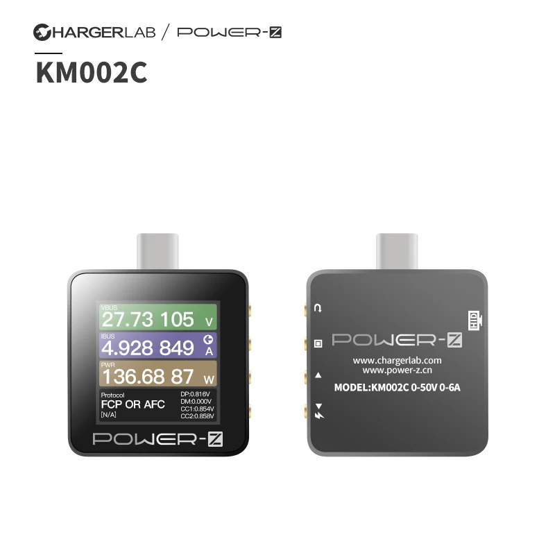 ChargerLAB POWER-Z KM003C USB PD3.1 протокол 48 В Диапазон двойной Type-C тестер заряда напряжения тока пульсации двойной вольт метр мощность