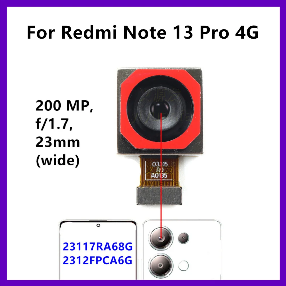 メインバックカメラ-200mp-xiaomi-redmi-note-13-pro-4g-リアカメラモジュール-23117ra68g、2312fpca6g