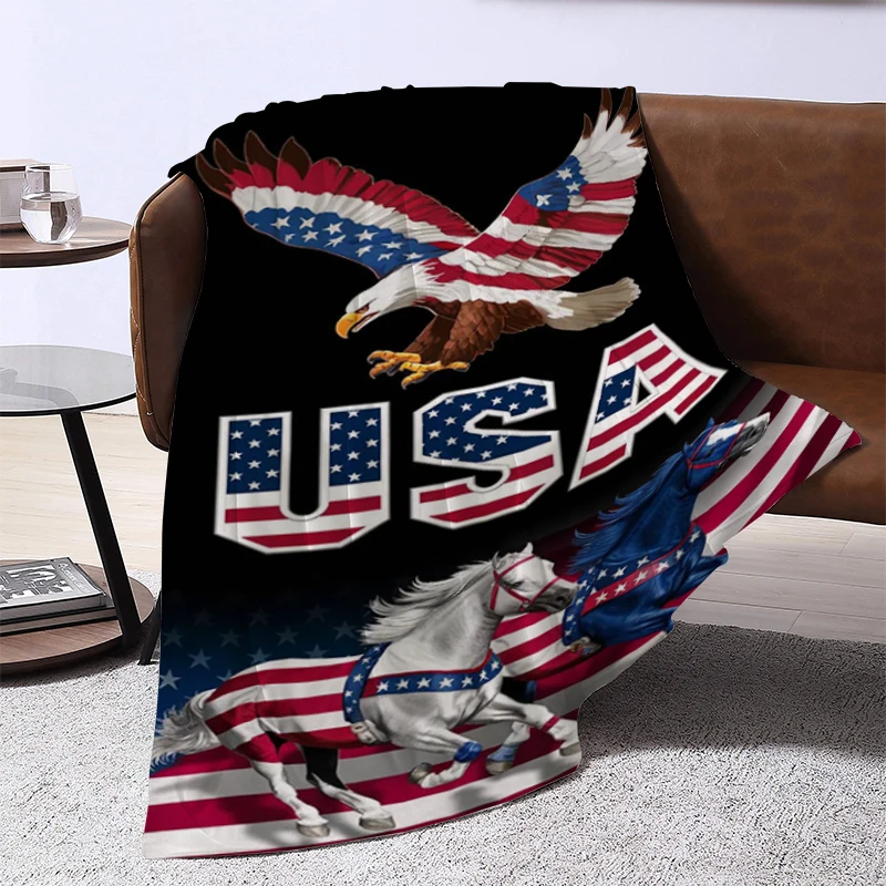 USA Flag American Blanket Sofas Blankets for Decorative Sofa Throwing Soft Plaid With Print Plead Cover Downy Catnap King Lid