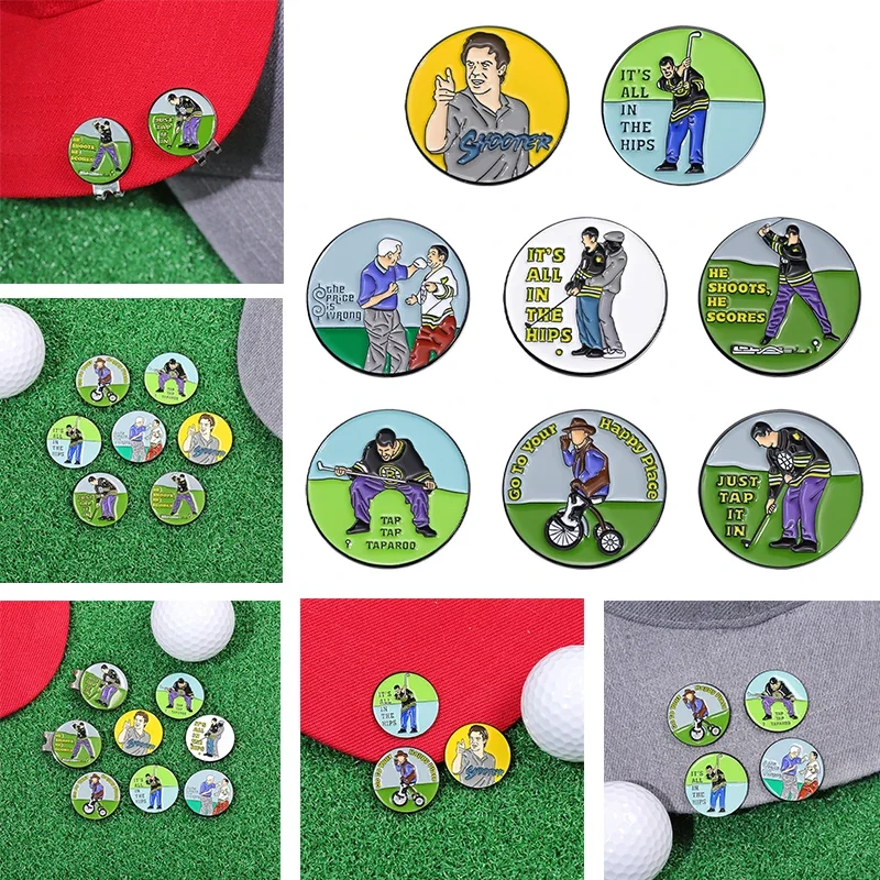 Golf Ball Marker Hat Clip With Magnet Ball Badges Baseball Cap Clips Golf Cap Clip Sports Boys He Shoors He Scores Jewelry Gift