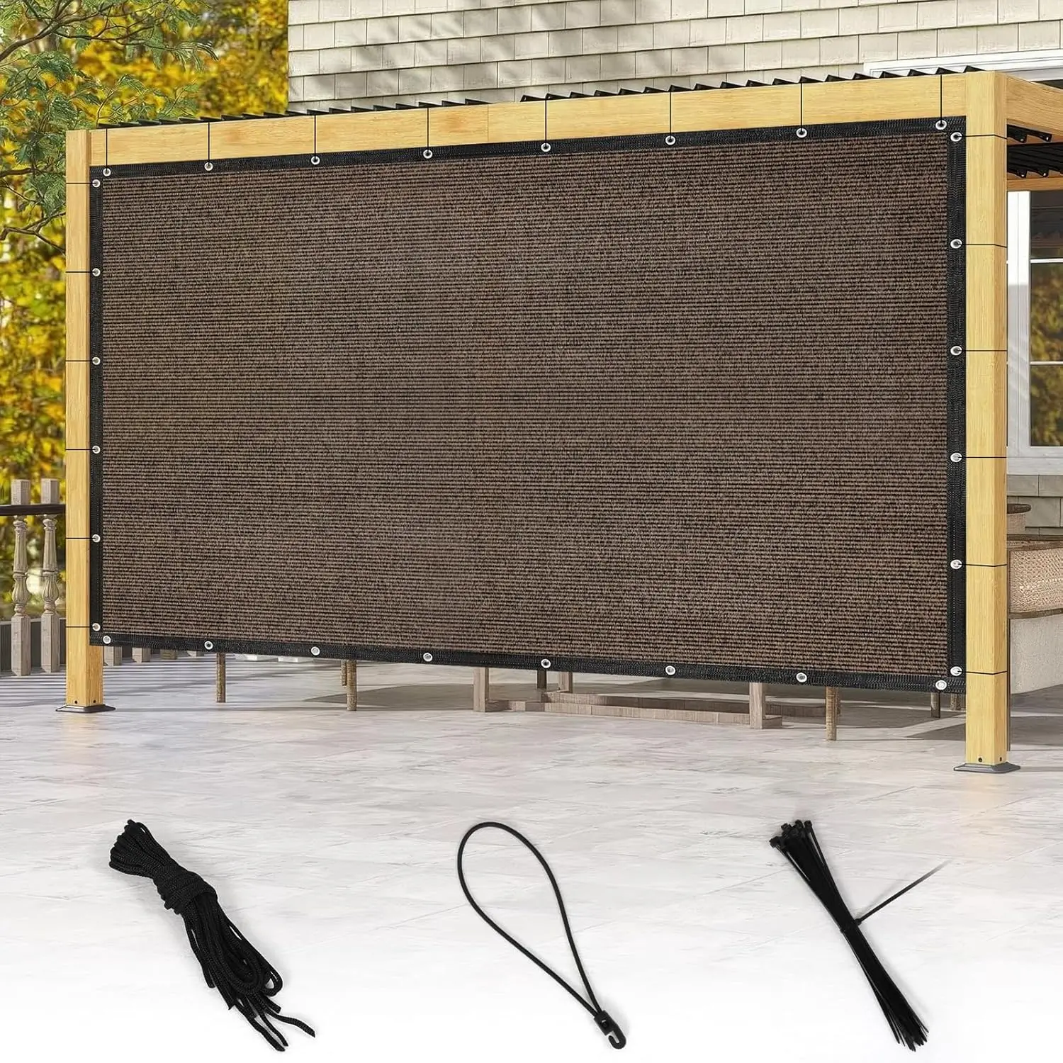 90% Sun Shade Cloth with Grommets, 10' x 12' Pergola Shade Cover for Outdoor   , Mesh Tarp    Sun Screen Blocking Sunshades C