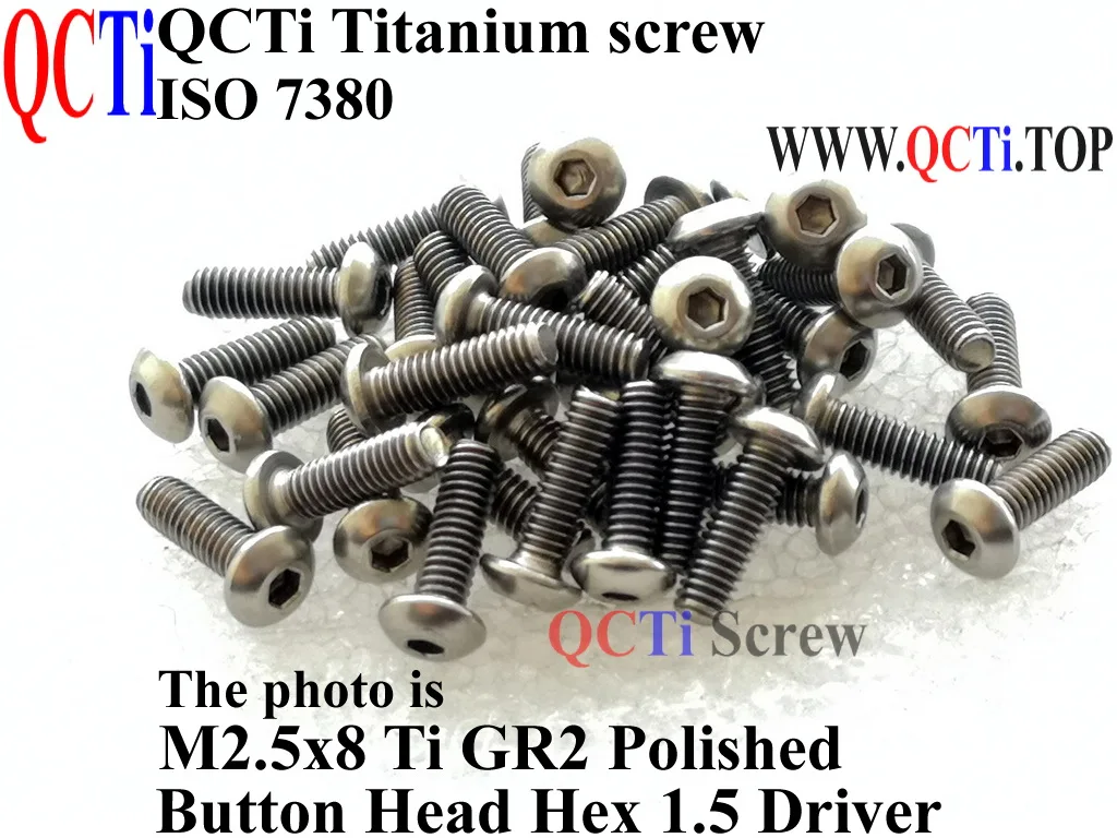 ISO 7380 M2.5 Titanium screw M2.5x3 M2.5x4 M2.5x5 M2.5x6 M2.5x8 M2.5x10 M2.5x12 M2.5x14 M2.5x16 M2.5x18 M2.5x20 Button Head GR2