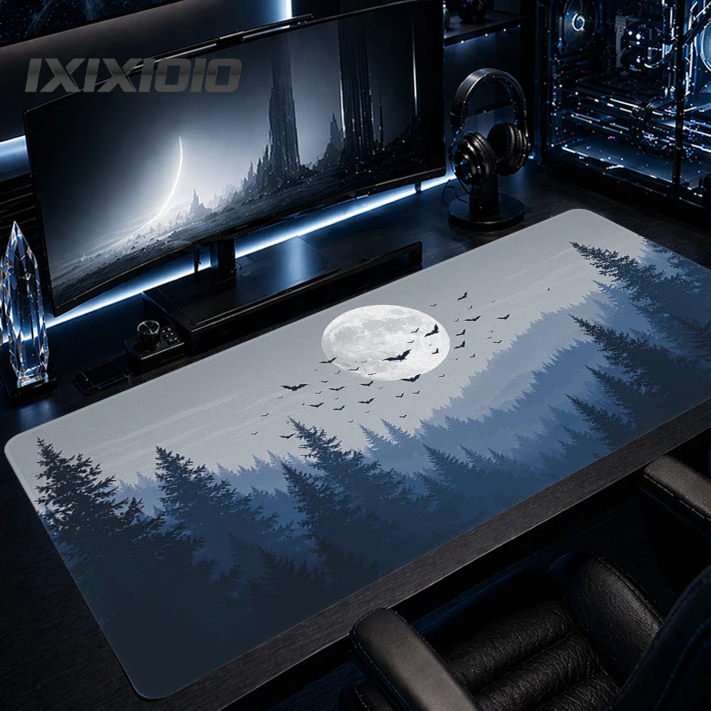Mouse Pad Moon Night Forest Gamer printon demand Home Computer New Mousepad XXL Desk Mats Natural Rubber Soft Non-Slip Mice Pad