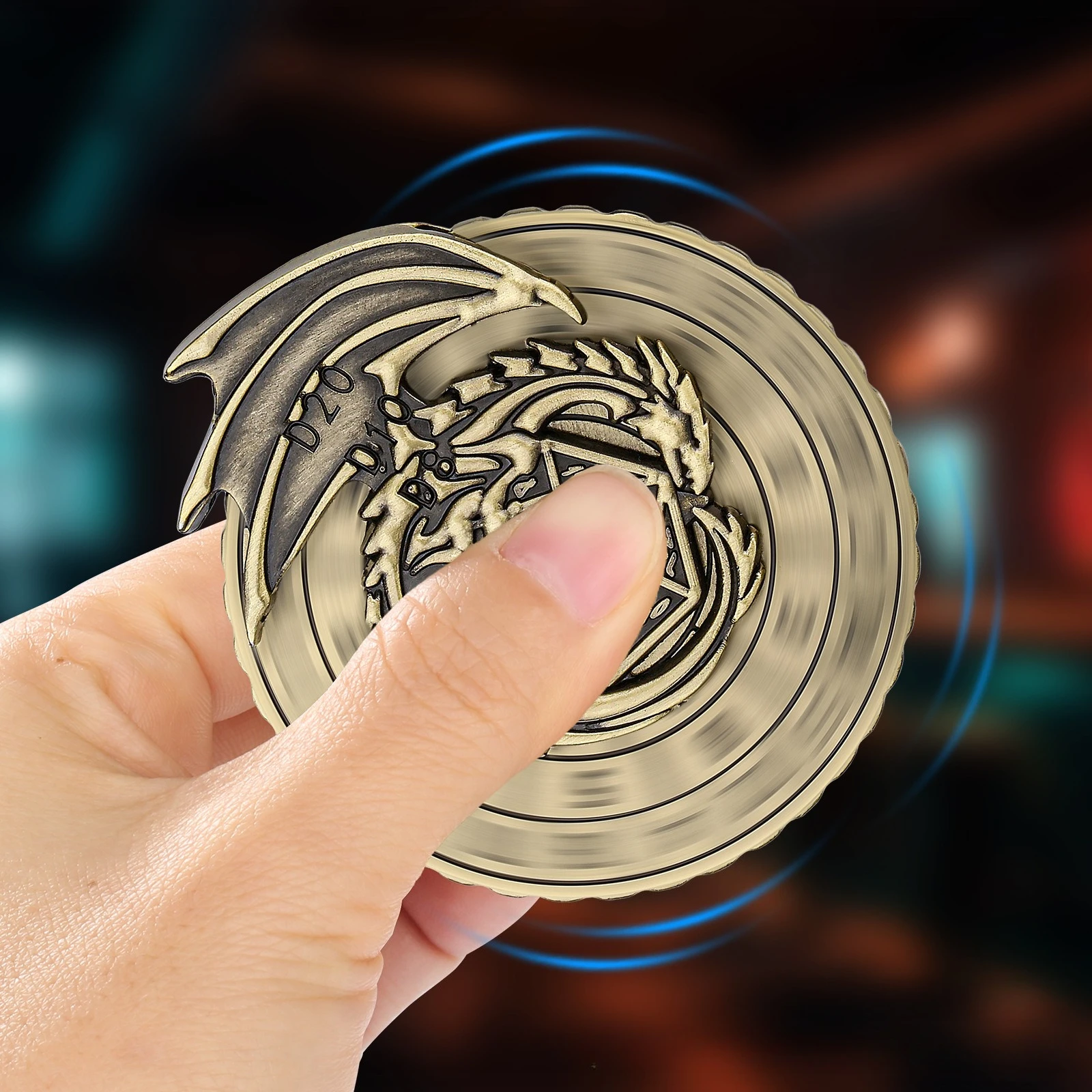 Cercle Dragon volant métal Fidget Spinner EDC plateau tournant main Spinner jeu de société DND dés adulte anti-Stress jouets cadeaux