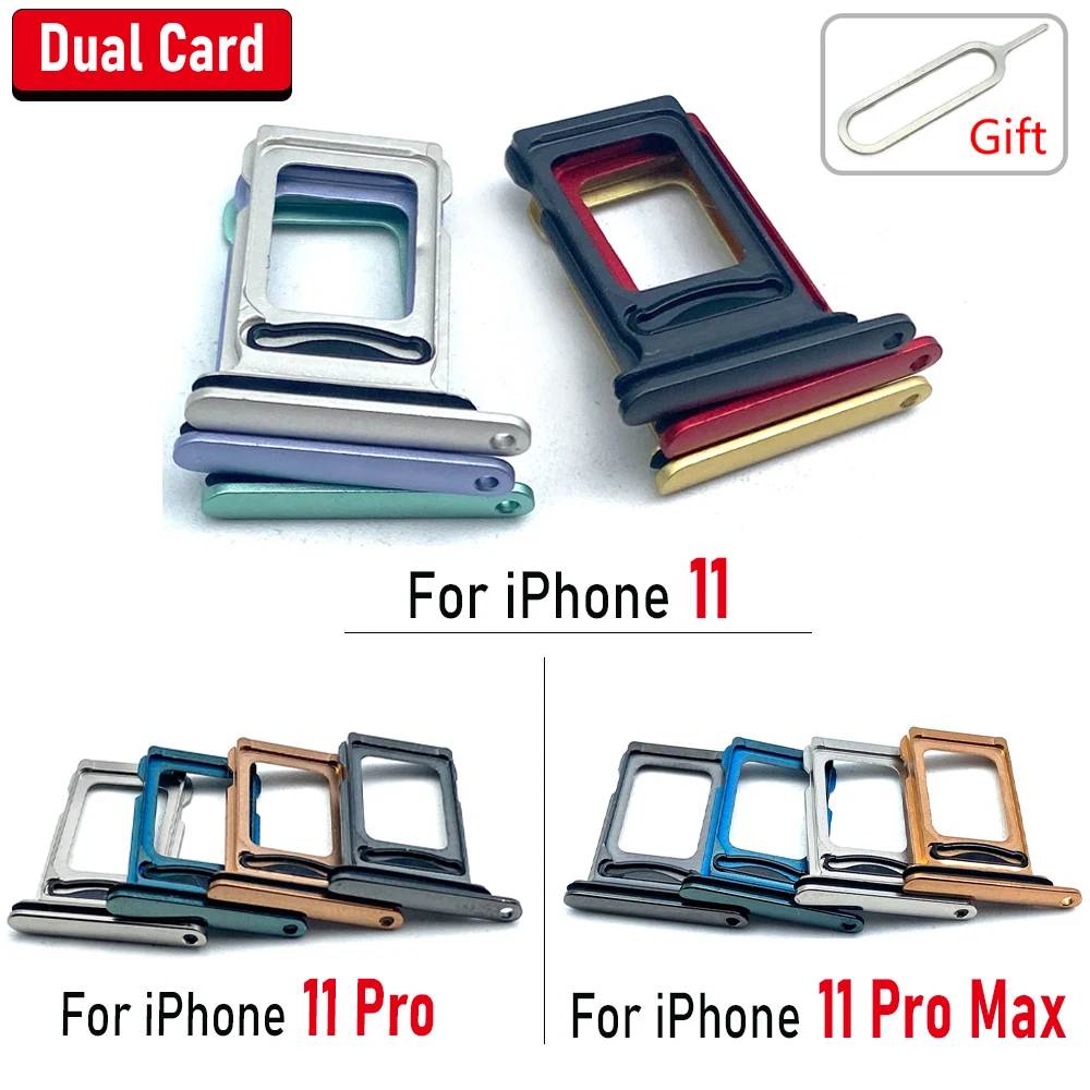 N​EW Dual Card Nano SIM Card Holder Tray Metal chip slot drawer Holder Adapter Socket For iPhone 11/ 11 Pro / 11 Pro Max + Pin