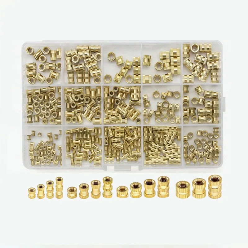 370Pcs Brass Injection Nut Set M2 M3 M4 M5 Brass Knurled Nut Thread Sleeve Embedded Injection Nut Suitable for 3D Printing/DIY