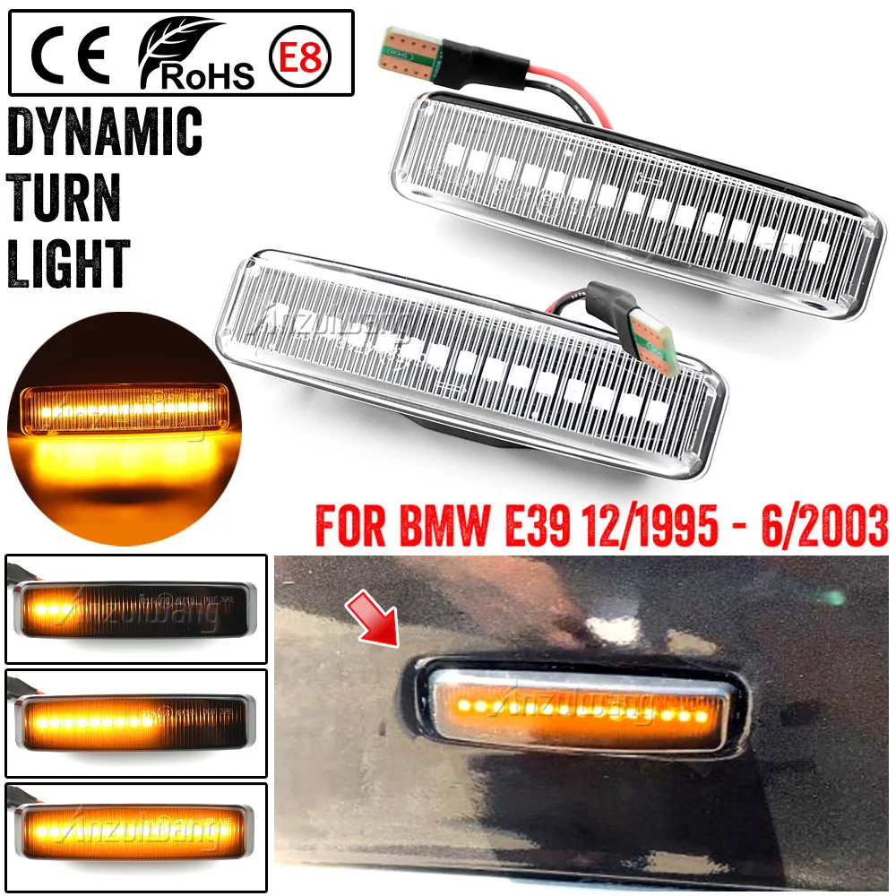 لسيارات BMW 5 Series E39 (09.1995-06.2003) الجانب ماركر LED ديناميكية بدوره مصباح إشارة المتعري تدفق المياه الوامض ضوء وماض
