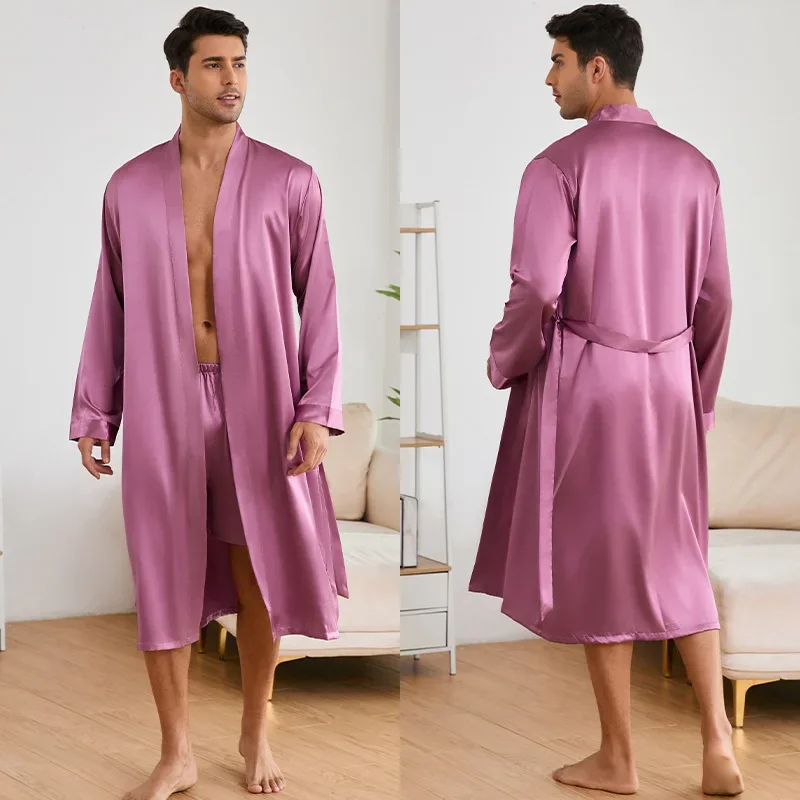 IndispensLingerie-Peignoir Kimono pour hommes, Robe trempée de glace, ensemble Robe et objectifs, vêtements de nuit, document solide, vêtements pour la maison, nouveau, 2024