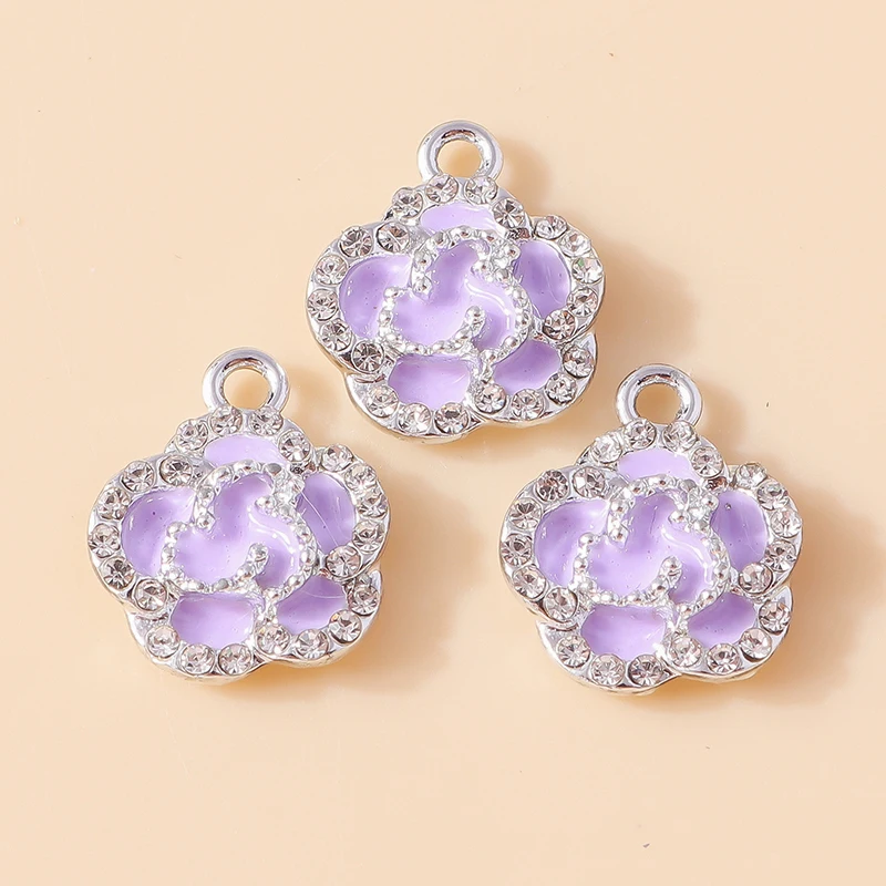 20 Stück 14x17mm Modische Kristallblumen-Anhänger für Schmuckherstellung, Ohrringe, Halsketten, Armbänder, Zubehör, DIY-Bastelarbeiten, Geschenk – Detail 6
