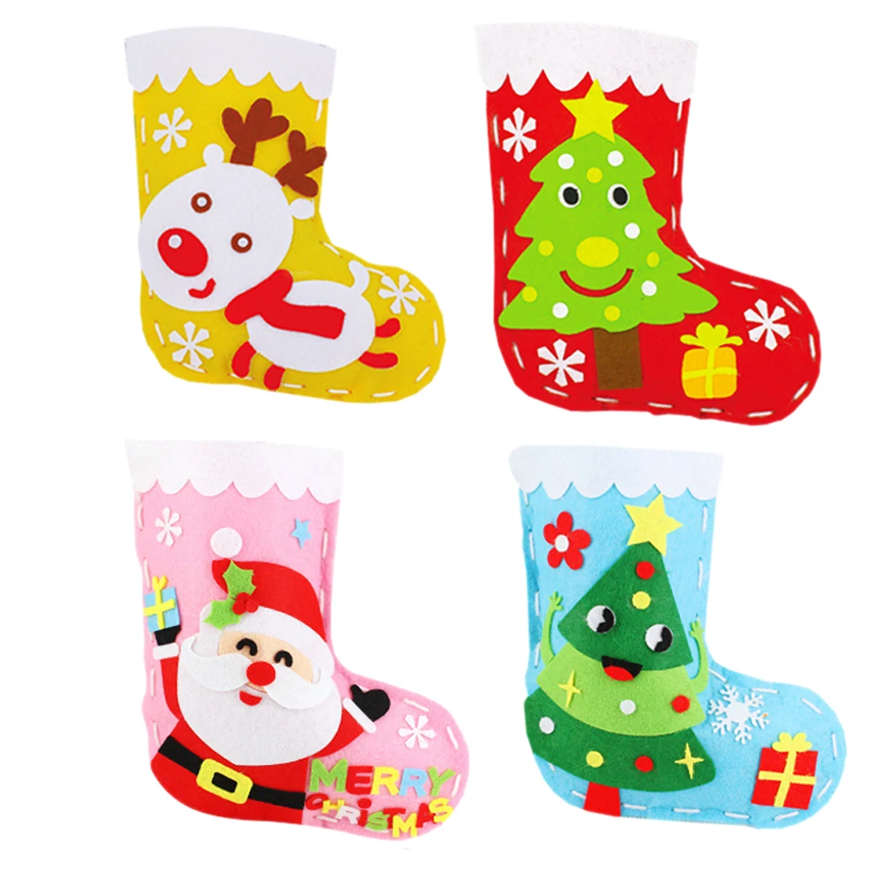 

4Pcs Christmas Decoration Material Kit Handmade Stocking DIY Craft for Creative Holiday Gift Xmas Accessories