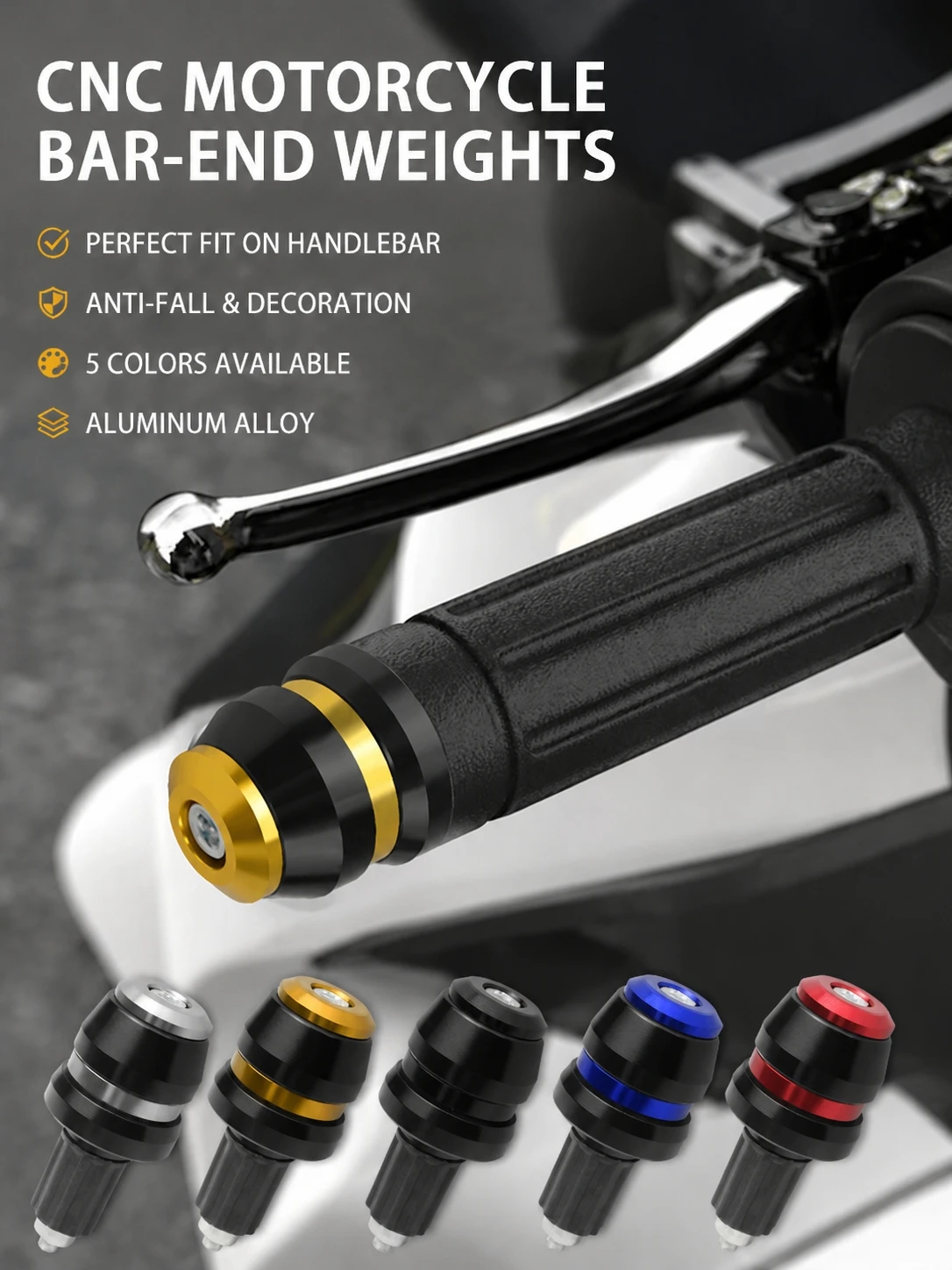 Motorcycle Handlebar End Plugs CNC Anti‑Slip Crash Sliders Cap Decorative Grips Stopper for Motorbike Scooter Dirt Bike