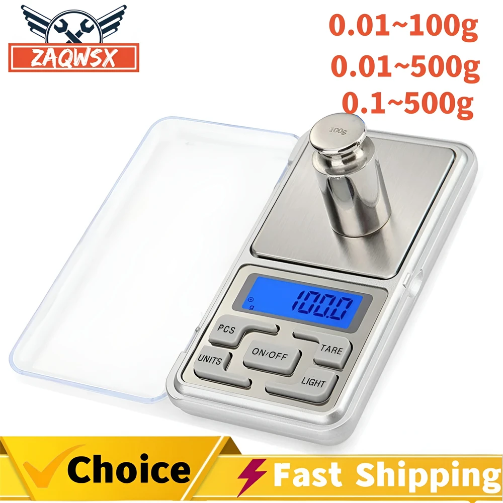 100/500g 0.01/0.1g Mini Digital Scale High Accuracy Backlight Electric Pocket Scale For Jewelry Gram Weight For Kitchen