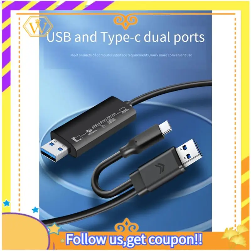 Mais recente-sincronização de dados link mouse teclado compartilhar link usb3.0 + tipo-c pc para pc rede transferência de arquivo direto ponte cabo de cópia do computador