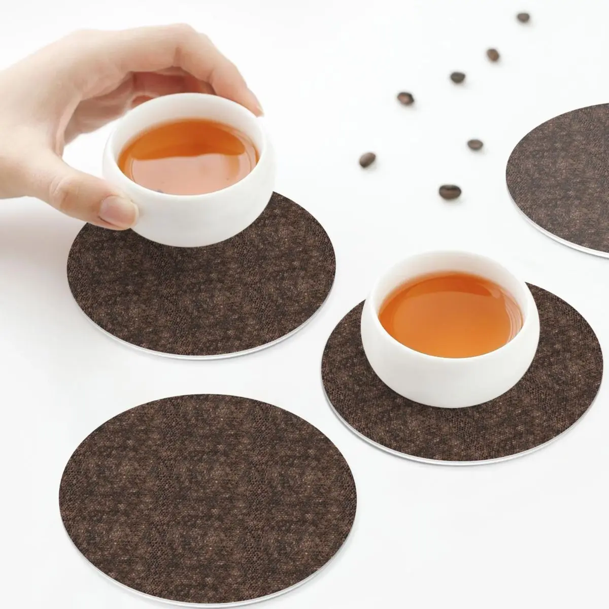 

Brown Snake Skin Pattern Design Coasters Kitchen Placemats Non-slip Insulation Cup Coffee Mats Tableware Pads Set of 4