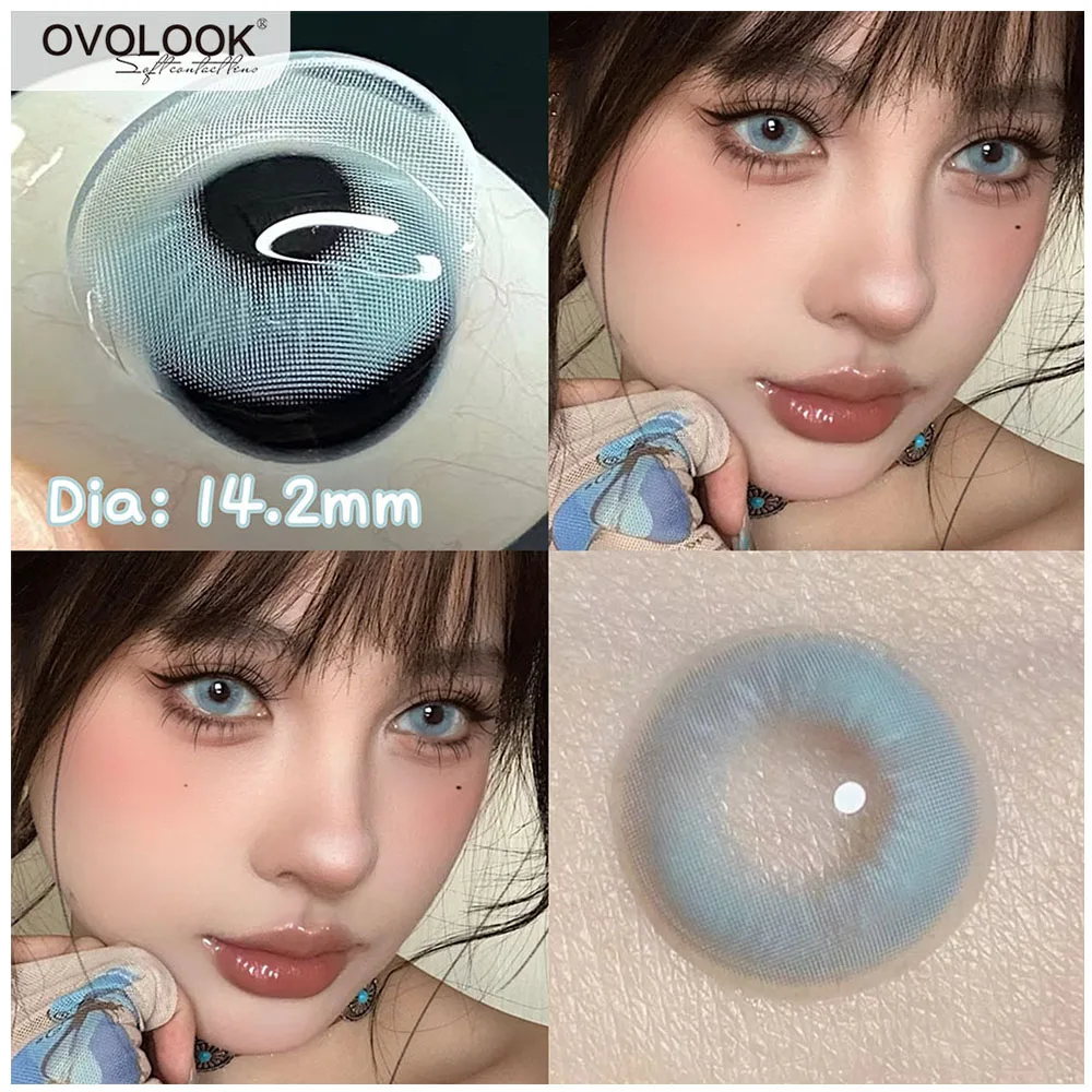 OVOLOOK - 2 paires de lentilles de contact colorées pour la myopie, pour la beauté des yeux, cosmétiques, lentilles bleues, lentilles violettes, lentilles brunes