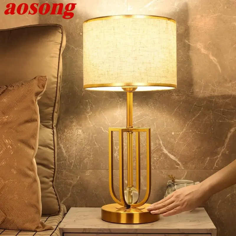 

AOSONG Modern Touch Dimming Table Lamp Vintage LED Creative Crystal Simple Desk Lights for Home Living Room Bedroom