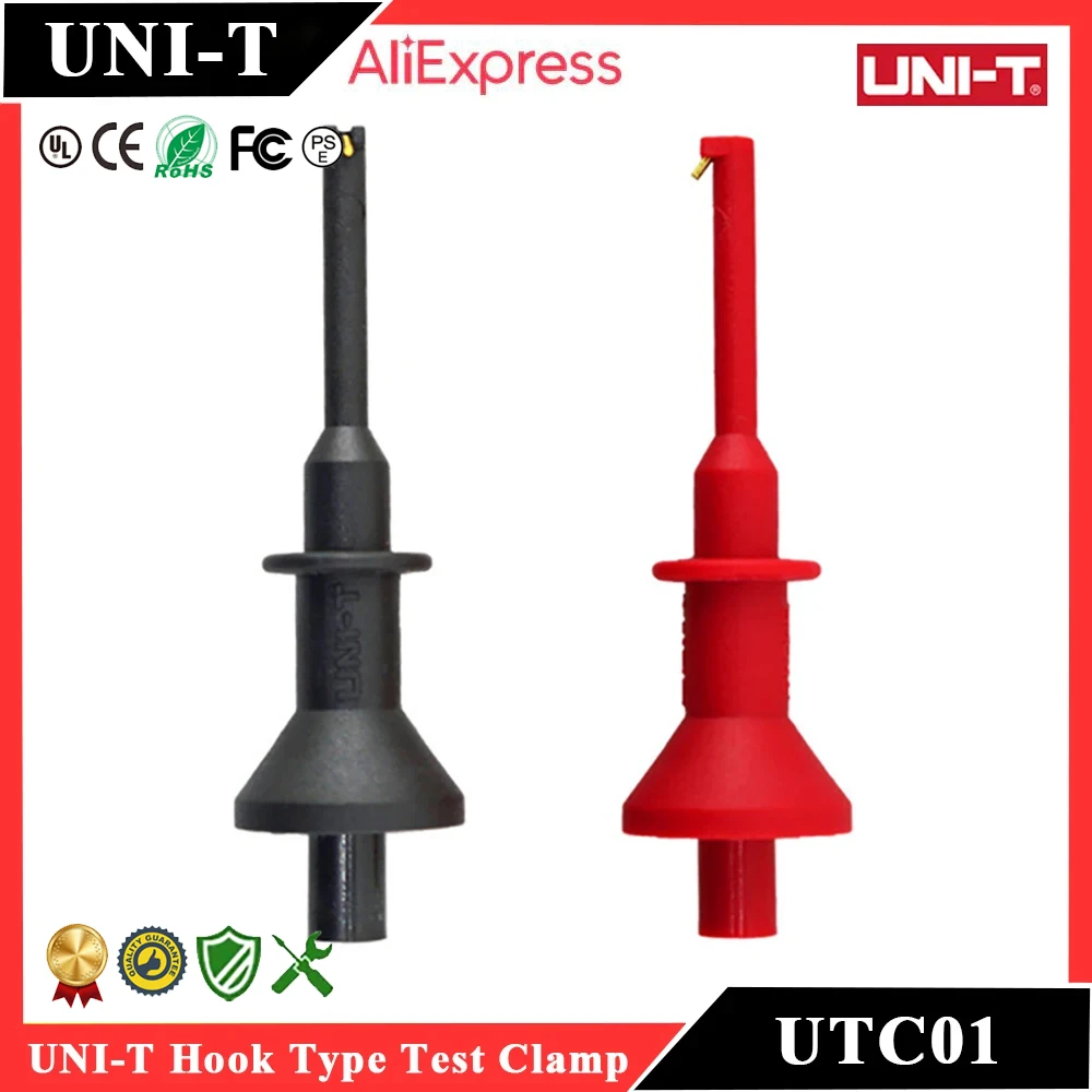 UNI-T UT-C01 Hook Type Test Clamp Whorl Pattem Safety Handle Alligator Clip Multimeter Accessories 62mm Probe Length